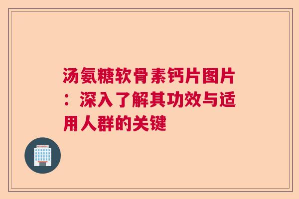 汤氨糖软骨素钙片图片:深入了解其功效与适用人群的关键 汤氨糖软骨素钙片图片:深入了解其功效与适用人群的关键