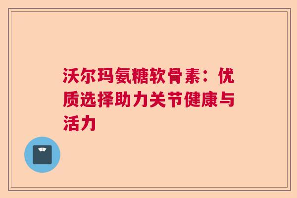 沃尔玛氨糖软骨素:优质选择助力关节健康与活力 沃尔玛氨糖软骨素:优质选择助力关节健康与活力