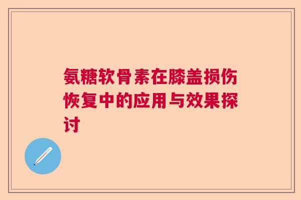 氨糖软骨素在膝盖损伤恢复中的应用与效果探讨