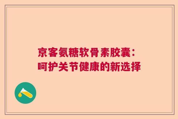 京客氨糖软骨素胶囊:呵护关节健康的新选择