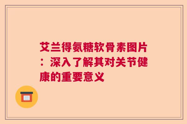 艾兰得氨糖软骨素图片：深入了解其对关节健康的重要意义