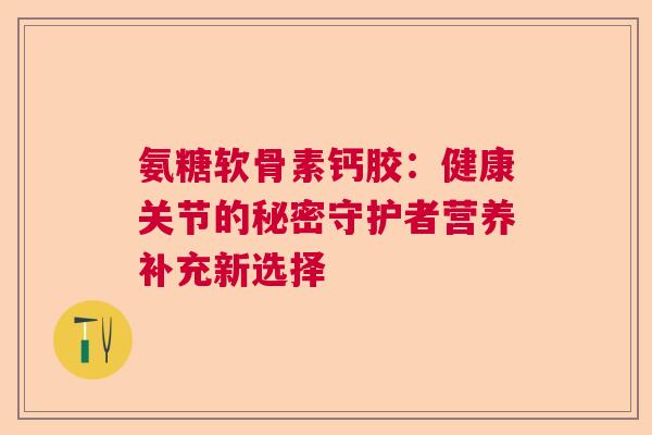 氨糖软骨素钙胶:健康关节的秘密守护者营养补充新选择 氨糖软骨素钙胶:健康关节的秘密守护者营养补充新选择