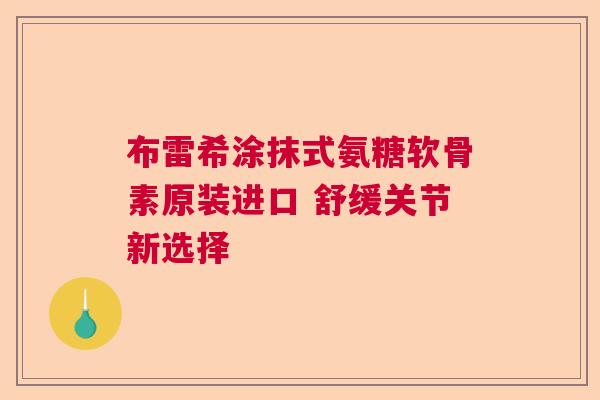 布雷希涂抹式氨糖软骨素原装进口 舒缓关节新选择