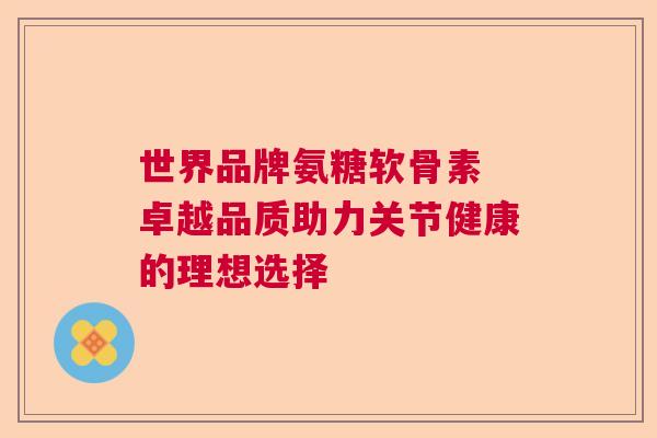 世界品牌氨糖软骨素 卓越品质助力关节健康的理想选择