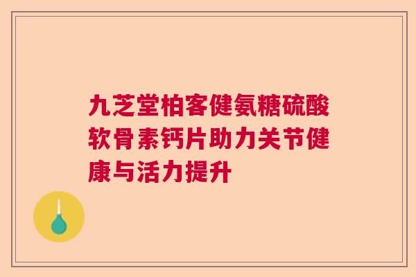 九芝堂柏客健氨糖硫酸软骨素钙片助力关节健康与活力提升