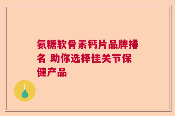 氨糖软骨素钙片品牌排名 助你选择佳关节保健产品