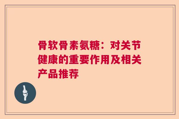 骨软骨素氨糖：对关节健康的重要作用及相关产品推荐