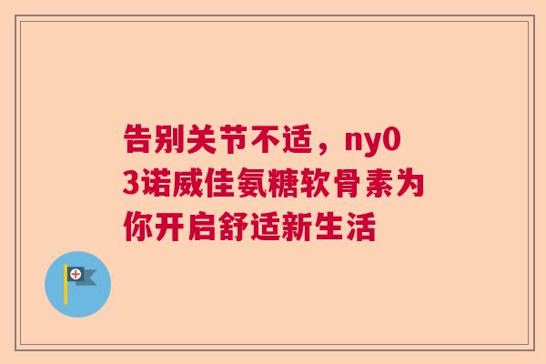 告别关节不适,ny03诺威佳氨糖软骨素为你开启舒适新生活
