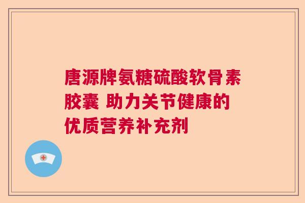 唐源牌氨糖硫酸软骨素胶囊 助力关节健康的优质营养补充剂