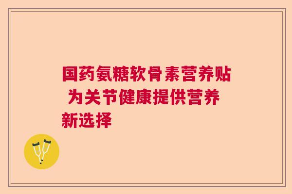国药氨糖软骨素营养贴 为关节健康提供营养新选择
