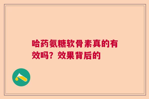 哈药氨糖软骨素真的有效吗?效果背后的