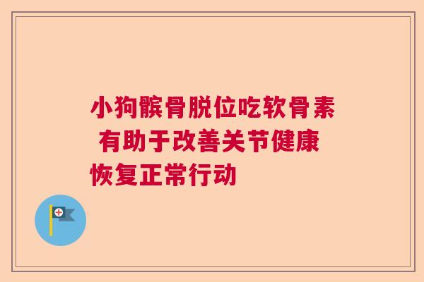 小狗髌骨脱位吃软骨素 有助于改善关节健康恢复正常行动