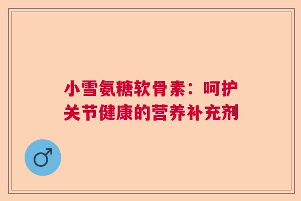 小雪氨糖软骨素:呵护关节健康的营养补充剂 小雪氨糖软骨素:呵护关节健康的营养补充剂
