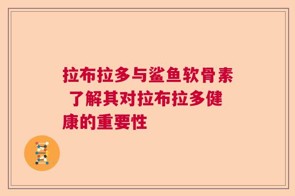 拉布拉多与鲨鱼软骨素 了解其对拉布拉多健康的重要性