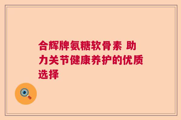 合辉牌氨糖软骨素 助力关节健康养护的优质选择
