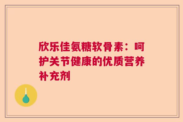 欣乐佳氨糖软骨素：呵护关节健康的优质营养补充剂