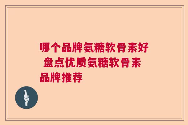 哪个品牌氨糖软骨素好 盘点优质氨糖软骨素品牌推荐
