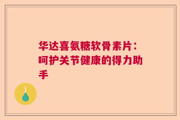 华达喜氨糖软骨素片：呵护关节健康的得力助手