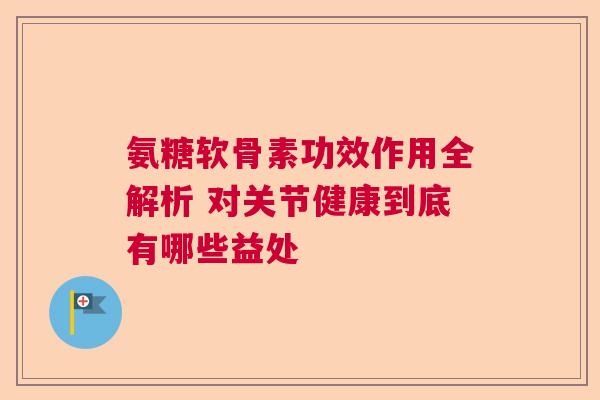 氨糖软骨素功效作用全解析 对关节健康到底有哪些益处
