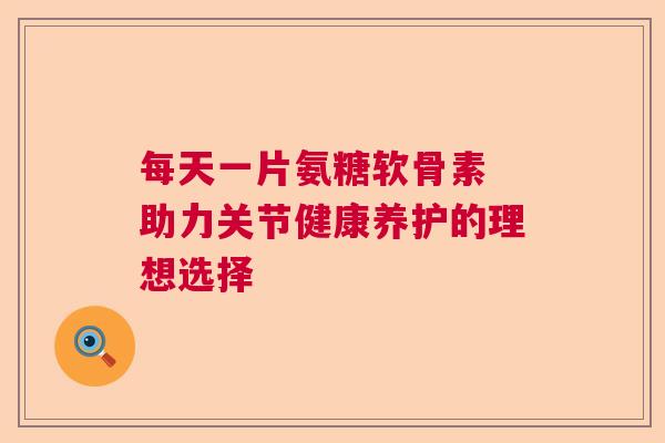 每天一片氨糖软骨素 助力关节健康养护的理想选择