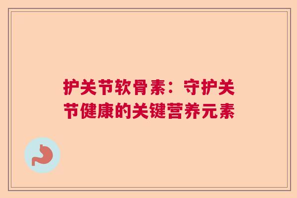 护关节软骨素：守护关节健康的关键营养元素