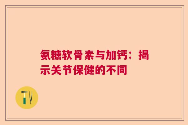 氨糖软骨素与加钙：揭示关节保健的不同