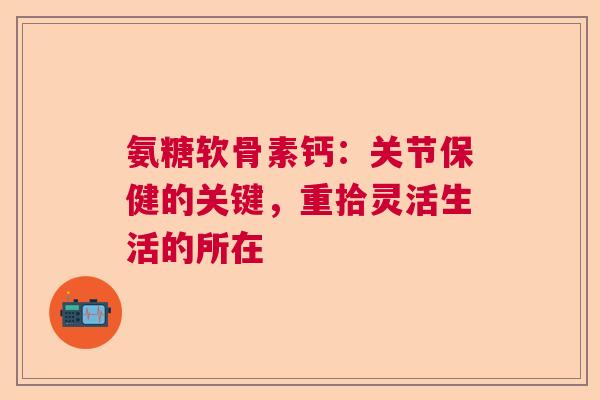 氨糖软骨素钙：关节保健的关键，重拾灵活生活的所在