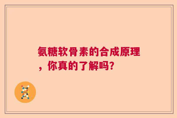 氨糖软骨素的合成原理，你真的了解吗？