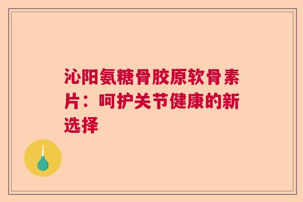 沁阳氨糖骨胶原软骨素片：呵护关节健康的新选择