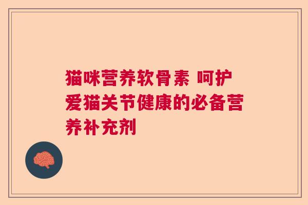 猫咪营养软骨素 呵护爱猫关节健康的必备营养补充剂