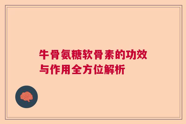 牛骨氨糖软骨素的功效与作用全方位解析