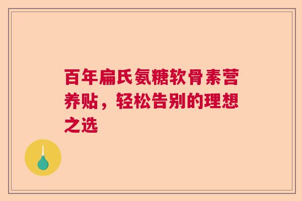 百年扁氏氨糖软骨素营养贴，轻松告别的理想之选