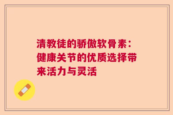 清教徒的骄傲软骨素：健康关节的优质选择带来活力与灵活