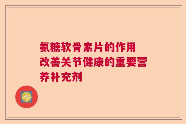 氨糖软骨素片的作用 改善关节健康的重要营养补充剂