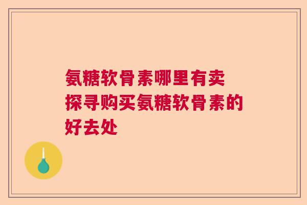 氨糖软骨素哪里有卖 探寻购买氨糖软骨素的好去处