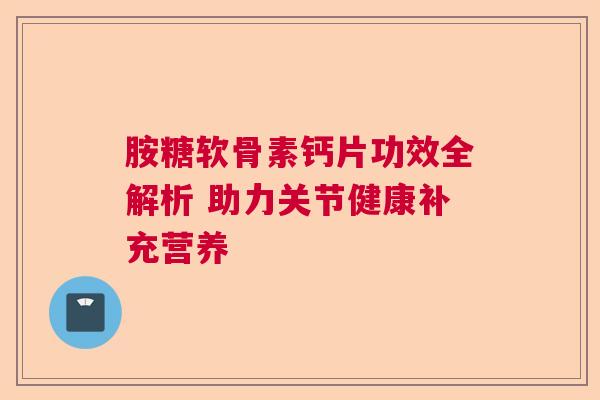 胺糖软骨素钙片功效全解析 助力关节健康补充营养