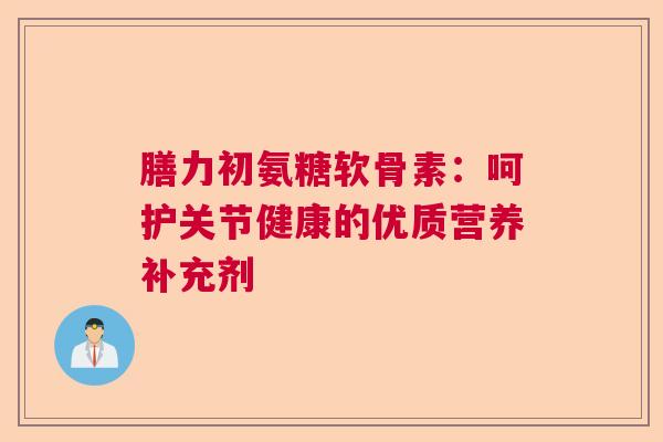 膳力初氨糖软骨素：呵护关节健康的优质营养补充剂