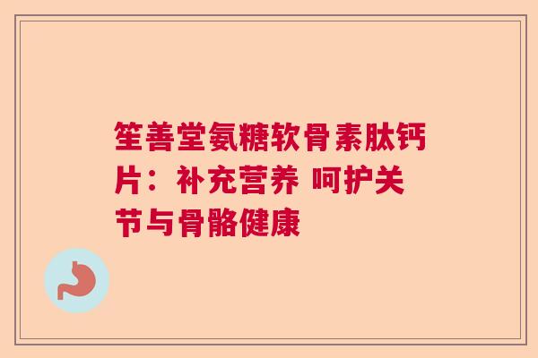 笙善堂氨糖软骨素肽钙片：补充营养 呵护关节与骨骼健康