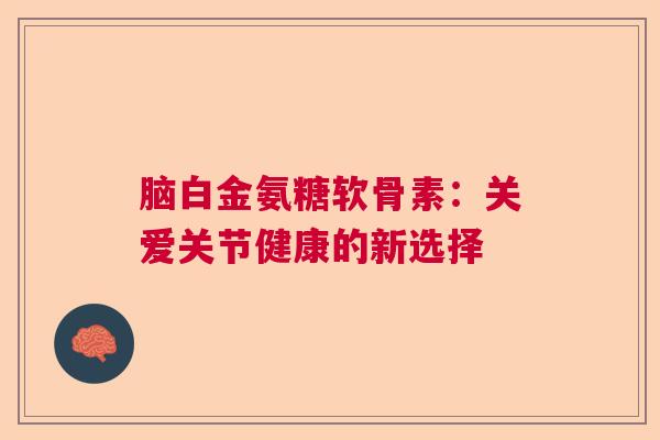 脑白金氨糖软骨素：关爱关节健康的新选择