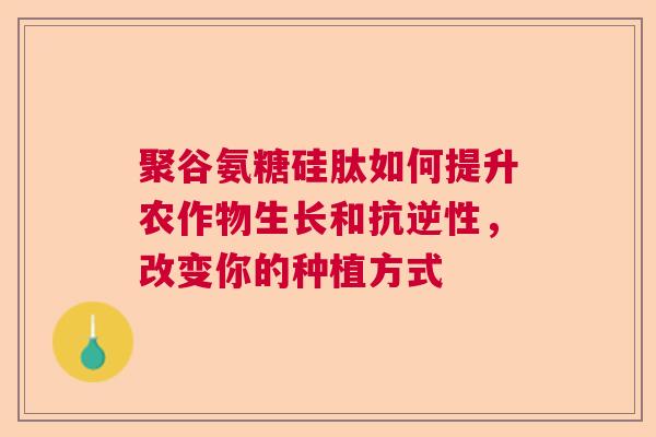 聚谷氨糖硅肽如何提升农作物生长和抗逆性，改变你的种植方式