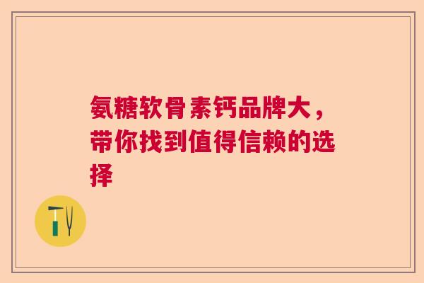 氨糖软骨素钙品牌大，带你找到值得信赖的选择