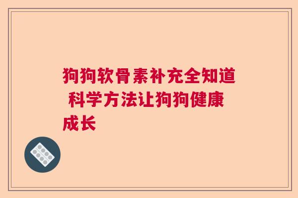 狗狗软骨素补充全知道 科学方法让狗狗健康成长