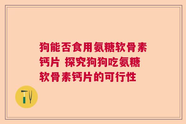 狗能否食用氨糖软骨素钙片 探究狗狗吃氨糖软骨素钙片的可行性