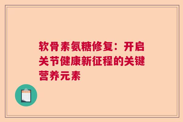 软骨素氨糖修复：开启关节健康新征程的关键营养元素