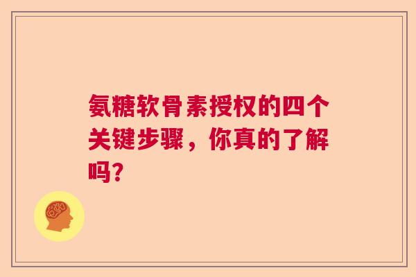 氨糖软骨素授权的四个关键步骤，你真的了解吗？