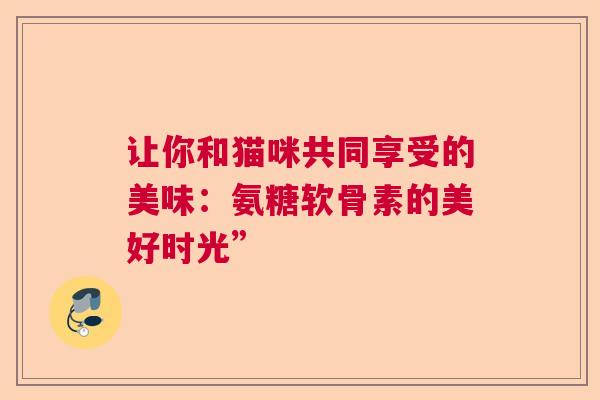 让你和猫咪共同享受的美味：氨糖软骨素的美好时光”