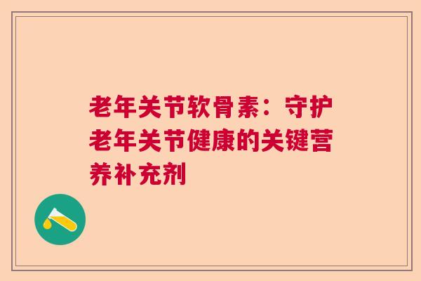 老年关节软骨素：守护老年关节健康的关键营养补充剂