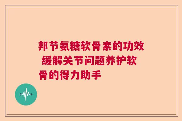 邦节氨糖软骨素的功效 缓解关节问题养护软骨的得力助手