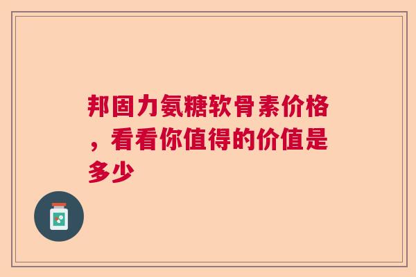 邦固力氨糖软骨素价格，看看你值得的价值是多少