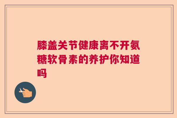 膝盖关节健康离不开氨糖软骨素的养护你知道吗